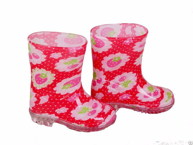 Rb 1001 Red Fruit Print Pvc Vinyl Toddler Rain Boots