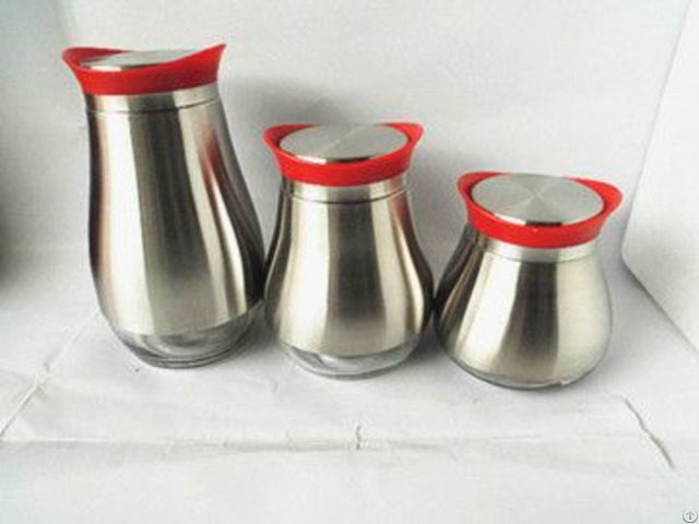 Glass Storage Canister With Stainless Steel Set