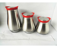 Glass Storage Canister With Stainless Steel Set