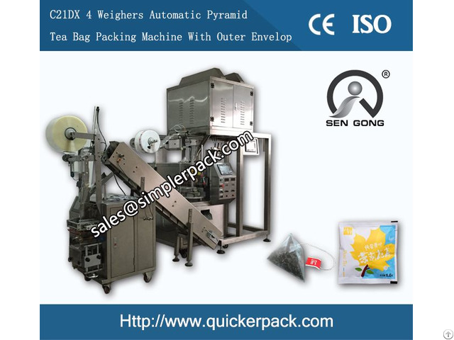 Pyramid Nylon Bag Packing Machine With Outer Envelope