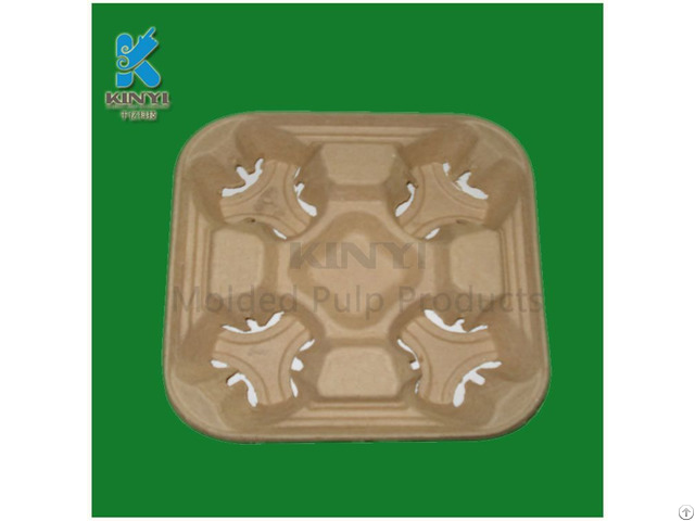 Custom Food Grade Fiber Molded Pulp Cup Carrier Tray