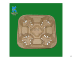 Custom Food Grade Fiber Molded Pulp Cup Carrier Tray