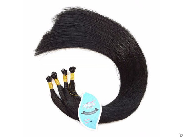 16 Inch Jet Black #1 150 Strands Pack Straight I Tip Remy Human Hair Extensions