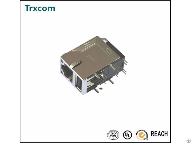Rj45 Connector Single Usb Combo Tab Up With Led Trju3101ahnl