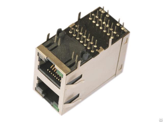 2x1 Rj45 Connector With 10 100base T Integrated Magnetic Trj17202cnl