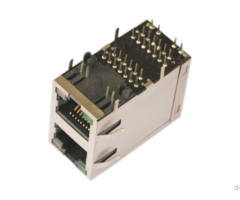 2x1 Rj45 Connector With 10 100base T Integrated Magnetic Trj17202cnl