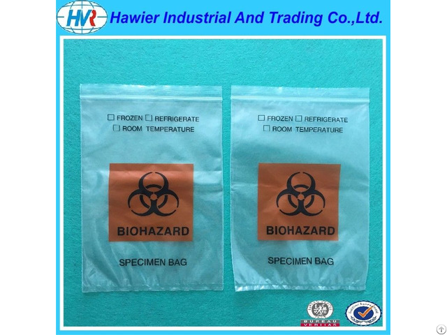 Free Samples Specimen Ziplock Bag With Logo Biohazard