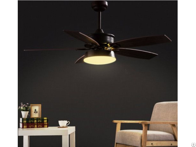 American Rustic Style Ceiling Fan With Led Light Wooden Blades