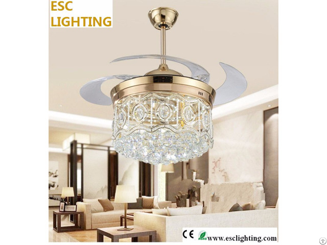 New Design Luxurious Crystal Ceiling Fan With Light