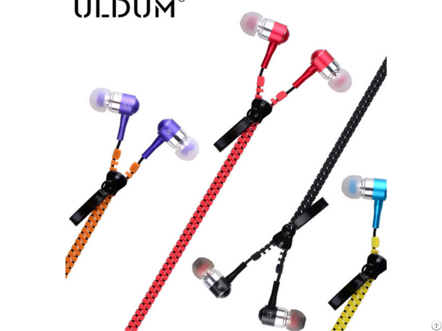 Custom Cheap Metal Wholesale In Ear Zipper Earphone Without Mic For Portable Media Player