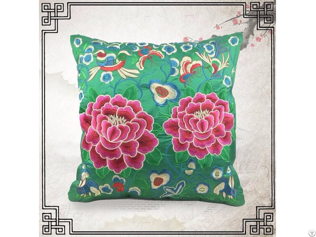 Peony Embroidery Cushion Cover