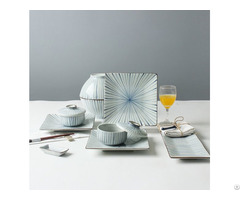 Hand Painting Blue Strip Tableware Set