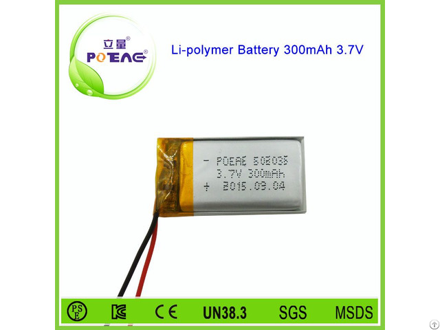 High Rate 502035 Li Polymer Battery 3 7v With 300mah