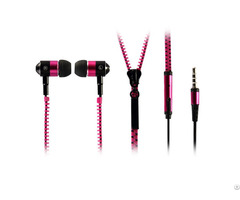 Hight Level Fashion Microphone Noise Cancelling Metal Plug Stereo In Ear Zipper Earphone