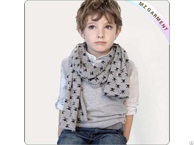 Grey Cotton Skull Scarf