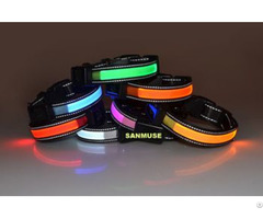 Reflective Led Nylon Pet Dog Collar Solar Energy And Usb Charge