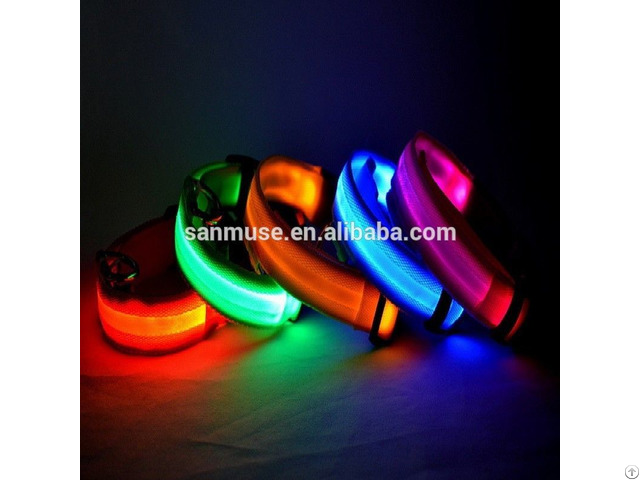 Nylon Pet Led Dog Collar Night Safety Flashing