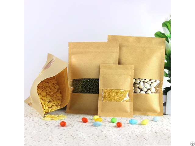 400g Capacity Kraft Paper Standup Bag With A Clear Square Window