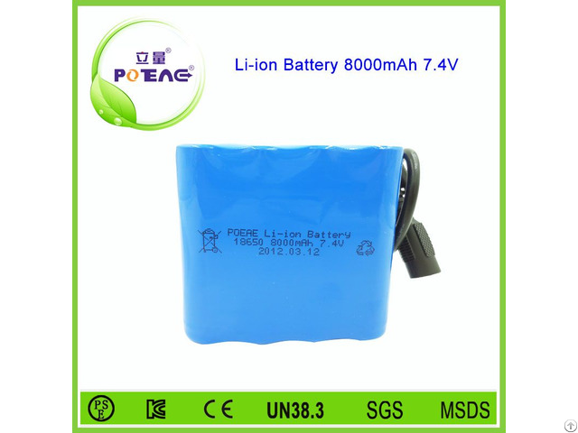 Dongguan Manufacturer 7 4v 8000mah Li Ion Battery Pack