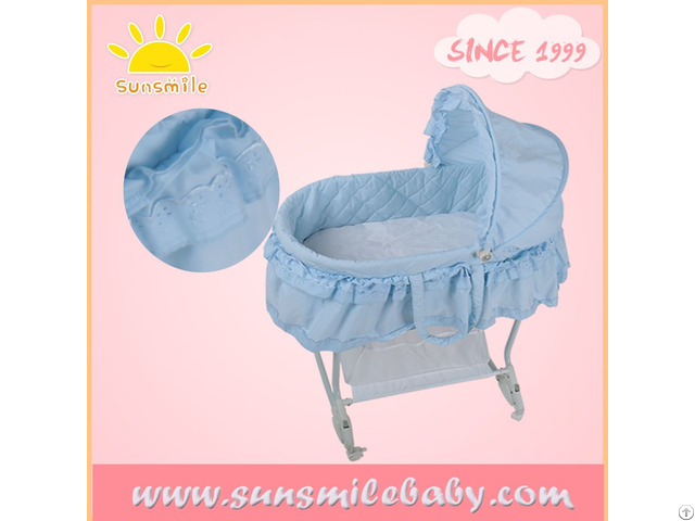 En1130 Astmf2194 Standard Automatic Folding Baby Portable Cradle With Lace Decoration