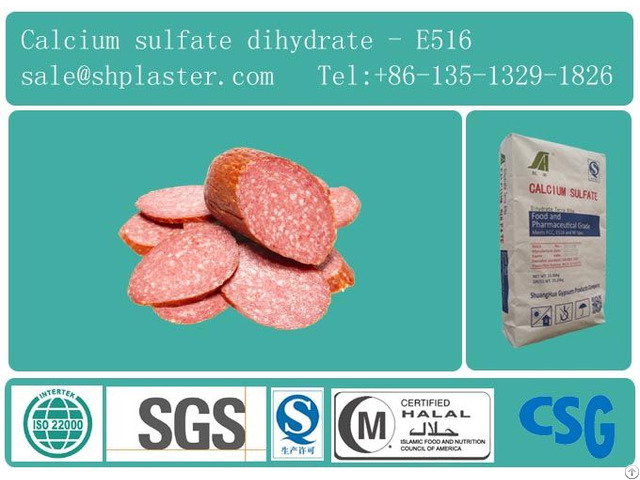 Food Grade Calcium Sulfate Dihydrate E516 For Meat Product