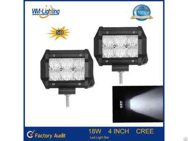 5d Led Light Bar 4inch 18w Cree With Flood Spot Beam