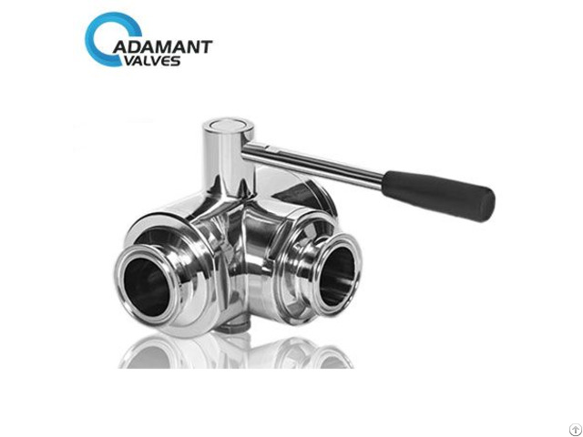 Sanitary 3 Way Full Port Ball Valve With Tri Clamp Ends Manual Type