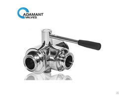 Sanitary 3 Way Full Port Ball Valve With Tri Clamp Ends Manual Type