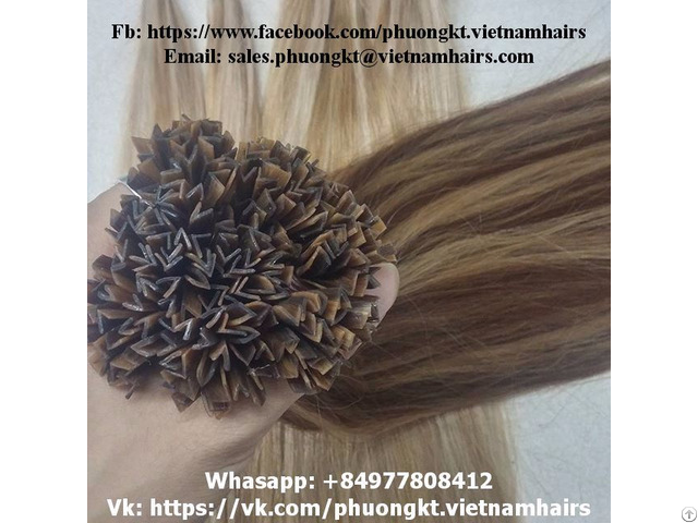 V Tip Hair Extensions With Italian Keratin Vietnam Company Fair Color