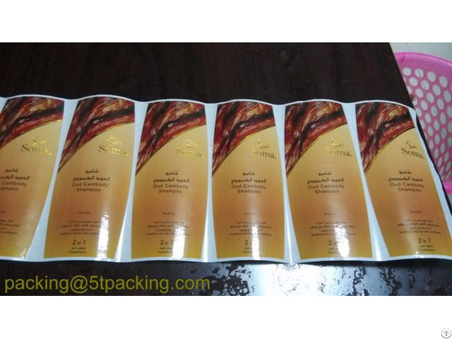 High Quality Cold Stamping Plastic Label For Oud Cambody Shampoo