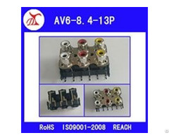 6pin Rca Av Socket For Pcb Mount Connector