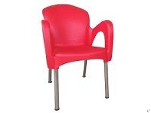 Outdoor Plastic Arm Chairs Aluminum Legs For Restaurant Cafeteria Garden