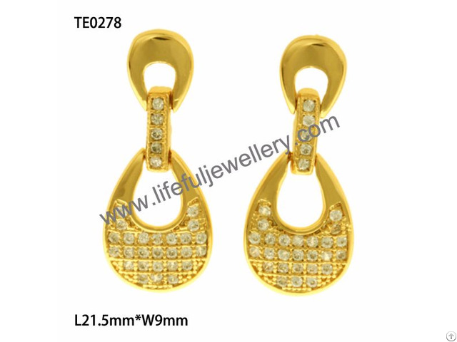 New Trendy S925 Silver And Brass Dangling Ear Ring With Aaa Cz