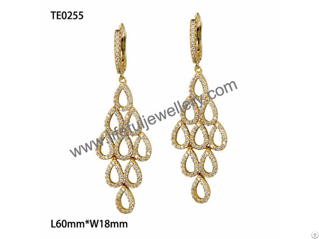 American Style Big Jewelry S925 Dangling Ear Ring With Aaa Cz