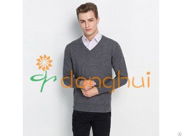 High Quality Winter V Neck Knitted Pure Cashmere Pullover Sweater For Men