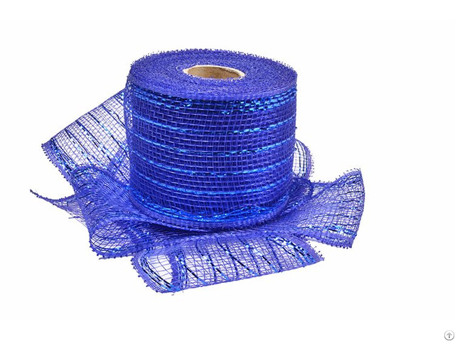 Royal Blue Strip Poly Wholesale Deco Mesh Roll