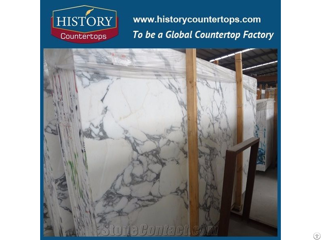 White Marble For Kitchen Countertops 30mm Thickness Polished Slabs