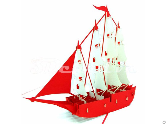 Sailboat 4 Pop Up 3d Handmade Birthday Card