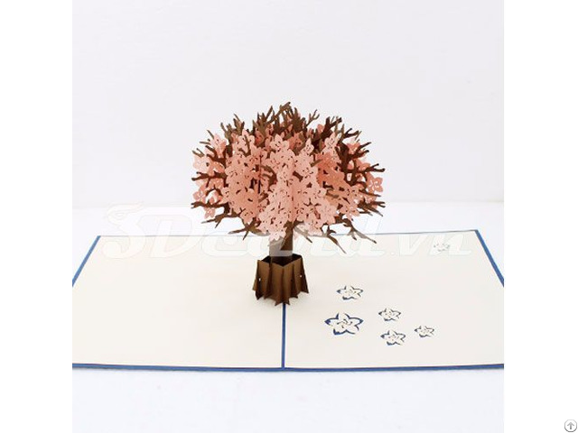 Cherry Blossom 3d Pop Up Handmade Greeting Card