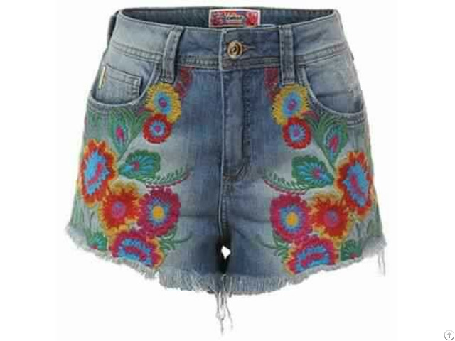 Shorts In Embroidered Jeans For Women