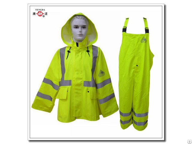 Reflective Flame Retardant Yellow Polyester Raincoat