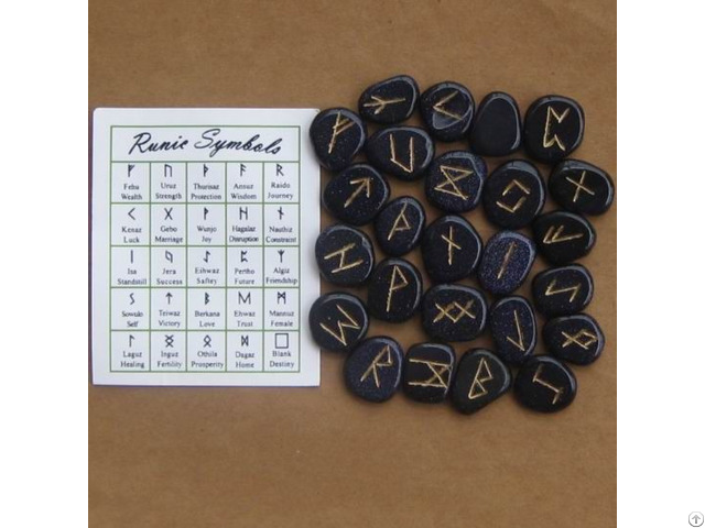 Gemstone Blue Goldstone Rune Stones