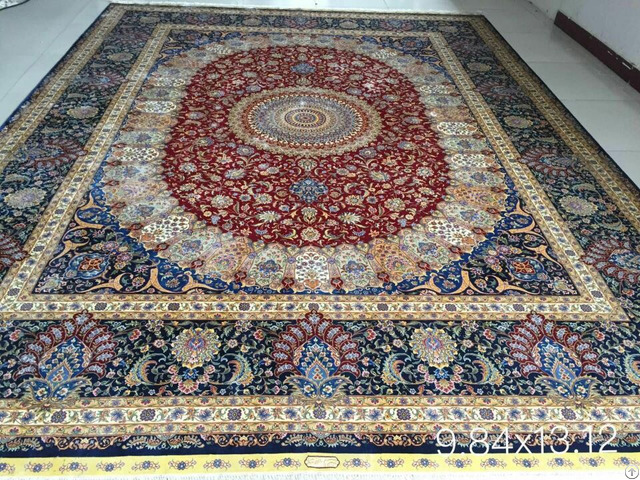 Irianian Antique Handmade Silk Persian Carpet