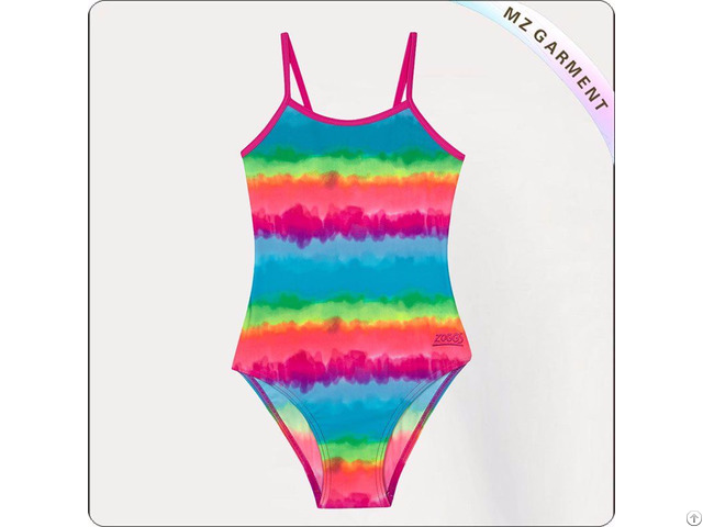 Girl S Rainbow Striped Swimsuit