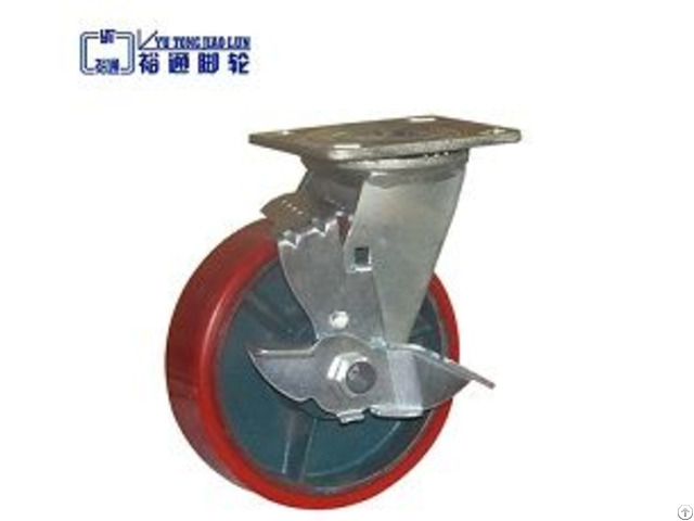 Pu Cast Iron Core Caster With Brake