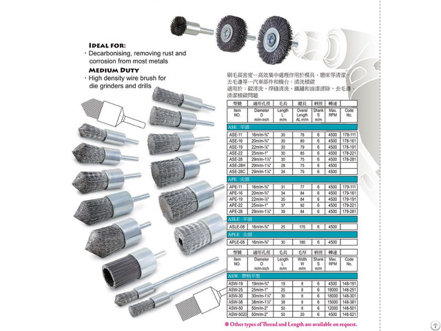 Industrial Guide Auto Range Brush 6mm Round Spindle To Suit Die Grinder Or Drill