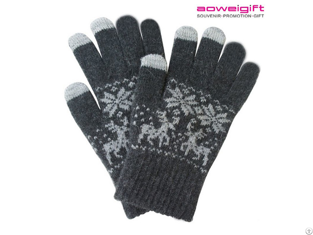 Winter Snow Warm Wool Glove Deer Knitted Lover Christmas Gift Touch Gloves