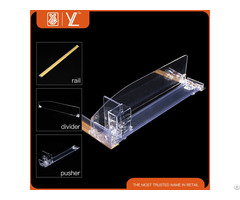 Supermarket Plastic Display Shelf Pusher System And Divider