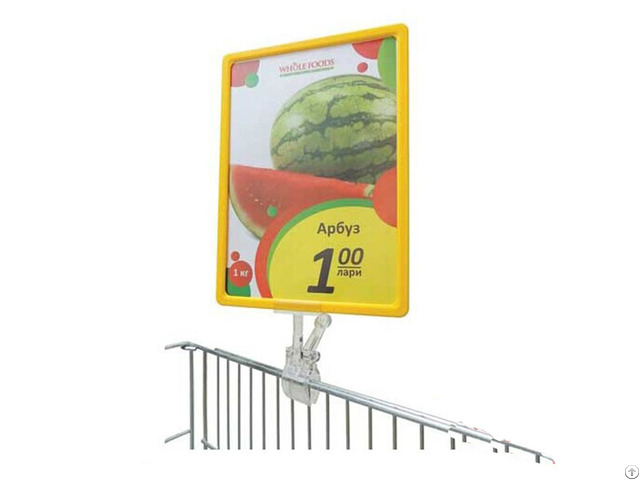 Supermarket Poster Display Frame Holder With Plastic Clip