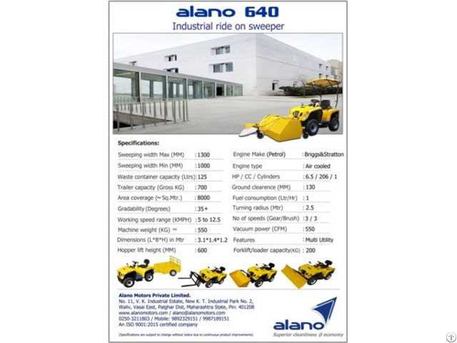 Alano640 Ride On Industrial Sweeper